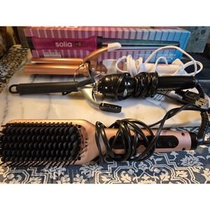 Solia Conair Revlon Hair Tool Bundle Curling Iron Waver Straightening Brush
